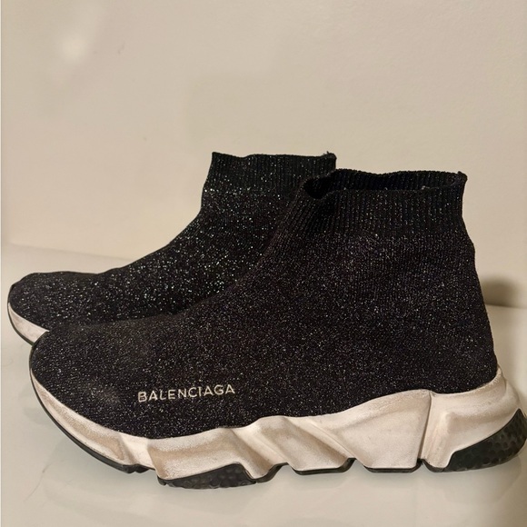 Balenciaga Speed Glitter Black Sneakers - Picture 1 of 4